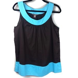 NWT Pink Twill Scoop Neck Brown Aqua Tank Medium